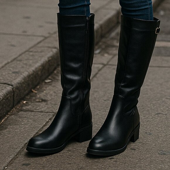 Life Stride Soft System Wide Calf Black Riding Boots | Women’s Size 8.5 NIB - Picture 1 of 7